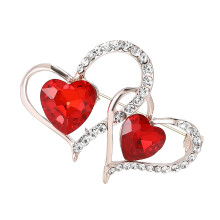 Elegante broche met dubbele hartsteentjes voor dames en heren,
