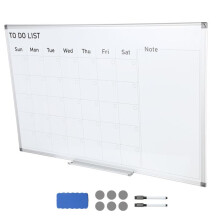 Tableau Blanc Magnétique - DUOKU - 36 x 24 po - Effaçable à Sec - Avec Calendrier - Plateau Mobile