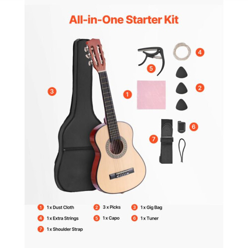 Guitarra Clássica - DUOKU - M5126 - 30 polegadas - Madeira de Tília - Acessórios Inclusos 1