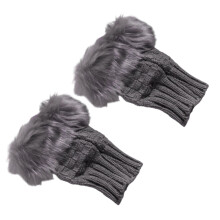 Calentadores de brazos de punto con piel sintética, guantes sin dedos para mujer, calentadores de muñeca de invierno con orificio para el pulgar,