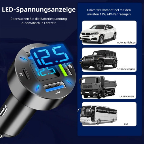 Φορτιστής αυτοκινήτου 4 θυρών USB C, Ισχυρή φόρτιση & ασφαλή & αξιόπιστα 1