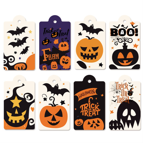 Κρεμαστές ετικέτες για στοιχεία Halloween, ετικέτες δώρων Halloween με κορδόνια για ευρύ