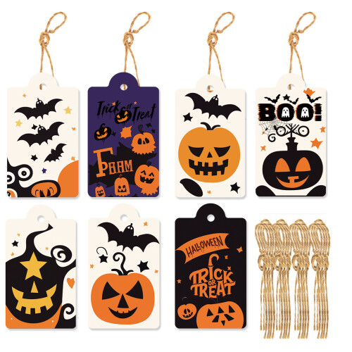 Κρεμαστές ετικέτες για στοιχεία Halloween, ετικέτες δώρων Halloween με κορδόνια για ευρύ 2