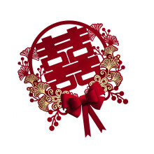 Festive Red Double Happiness Wandaufkleber für chinesische Hochzeiten
