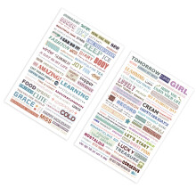 Süße ästhetische Aufkleber 4er-Pack Englisch Muster Dekorative Scrapbook- & Notizbuchaufkleber
