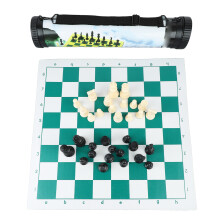Turneringsschackspel, stort rullande schackbräde 45x45 cm, bärbart schackspel för olika platser, perfekt present till barn