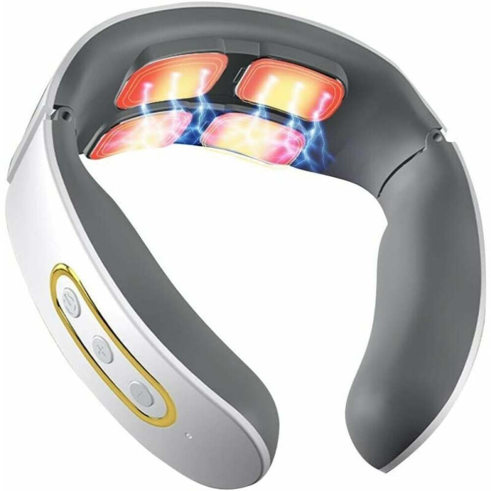 Cervical Vertebra Massager, Smart Electric Pulse Neck and Back Kneading Device with Wireless Heat Therapy, Ergonomic Design for Comfortable Wear,