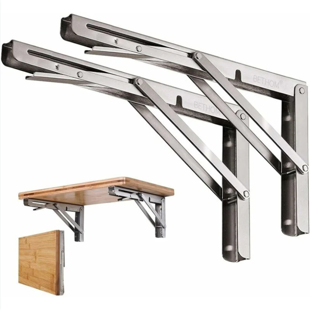 Folding Shelf Brackets For Space-Saving Solutions, Robust Stainless Steel Design For Heavy Duty Use, Collapsible Wall Mounted Supports For Diy 9405630096484