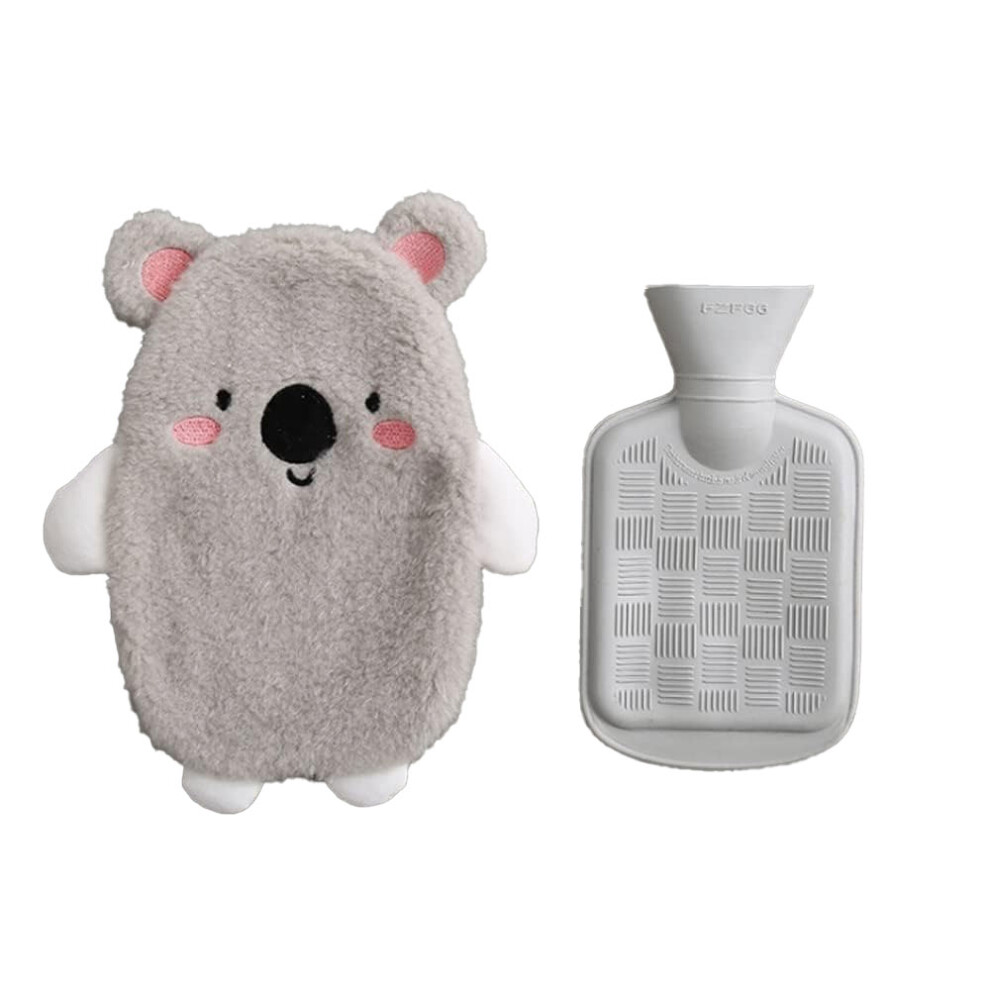 Comforting Warmth Retention Hot Water Bottle, Rubber Hot Water Bottles With Cute Faux Fur Cover For Neck And Shoulder Pain Relief, Reusable Small Hot