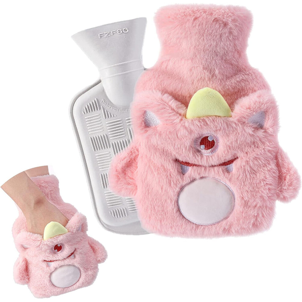 Whimsical Warmth, Hot Water Bottle With Artificial Rabbit Fur Cover, Leak Proof Design For Safe Use, Kangaroo Pocket To Soothe Hands & Feet