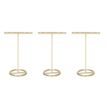 3X Earrings Display Stand Gold Earrings Display Rack T-Shape Earrings Showcase Golden Large