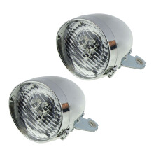 2X Retro Bicycle Bike Accessory Front Light Bracket Vintage 3LED Headlight (Silver)