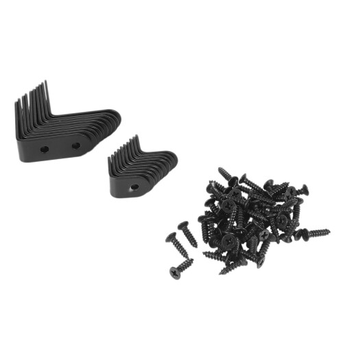 40 Pcs Preto L Brackets 90 Graus Angle Joint Bracket Prendedor para Cadeira de Madeira 1