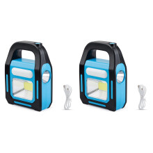 2X 3 em 1 Solar USB COB RecarregáVel LED Lanterna de Acampamento, Carregamento para Dispositivo, Lanterna de EmergêNcia ImpermeáVel LED Luz