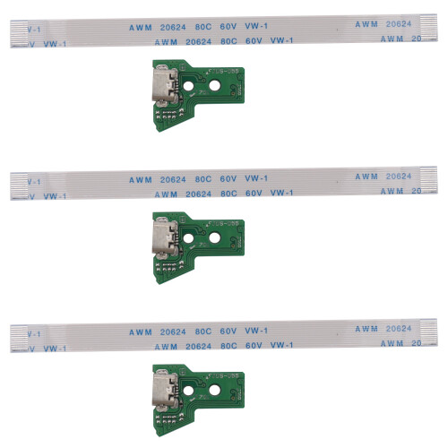 3X for  PS4 Controller USB Charging Port Socket Board JDS-055 5TH V5 12 Pin Cable
