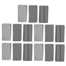 Classic Kitchen Towels, the Best Tea Towels, Absorbent and Lint-Free, Machine Washable, 15 Pack, White with Grey Stripe