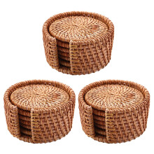 18 StüCk / GeträNk Untersetzer Set für Kungfu Tee ZubehöR Runde Geschirr Tischset Gericht Matte Rattan Gewebe Tasse Matte Kissen Durchmesser 8cm