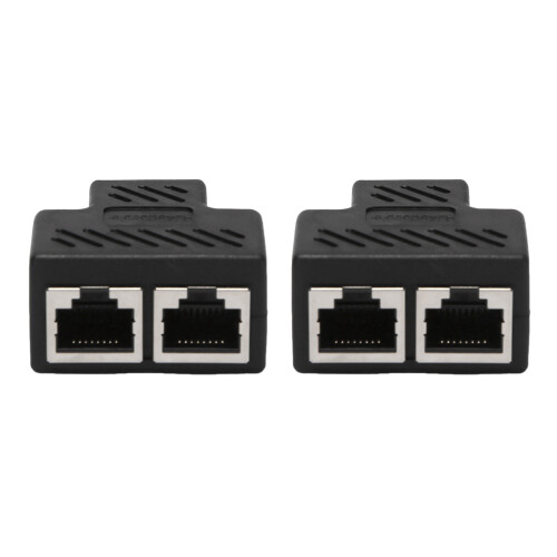 2 Puerto RJ45 Splitter Adaptador LAN Red Extensor Ethernet Conector Plug Lot 2Pcs