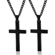 2X Collana con Ciondolo Croce Vintage Collana con Ciondolo Collana In Acciaio Nero