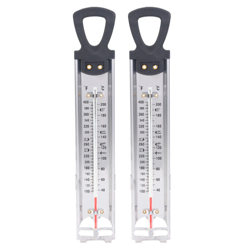 2X Candy/Jelly/Deep Fry Thermometer, Stainless Steel, with Pot Clip Attachment and Quick Reference Temperature Guide