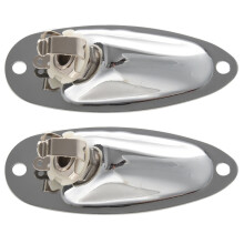 2Pcs Boat Guitar Jack 1/4 Inch Input Output Jack Plate Socket 6.35mm Chrome Silver for FD Strat Style Guitar Parts