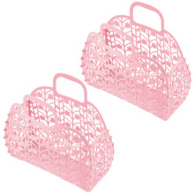 2X Bathroom Hollow Washing Storage Basket Removable Shower Basket Plastic Bath Basket Shopping Basket Storage