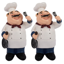 2X Retro Chef Model Ornaments Resin Crafts  Chef Figurines Home Kitchen Restaurant Bar Coffee Decor-A