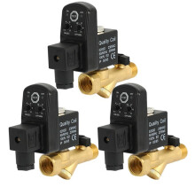 3X AC 220V 1/2 Zoll Elektronischer Timer 2-Wege-Luftkompressor-Gastank Automatisches Ablassventil