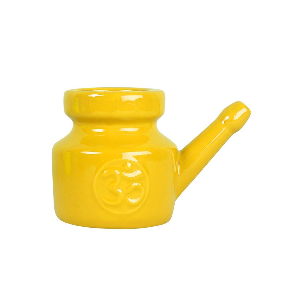 350Ml Ceramic Neti Pot Nose Cleaning Pot Durable Leakproof Spout Pot for Nasal Rinsing Nose Washing Men Women,Yellow