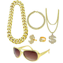 Brillen-Dollar-Zeichen-Halsketten und Ringe,