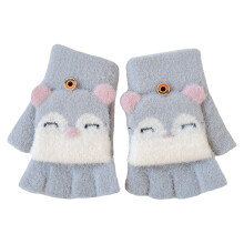 Convertible Flip Top Gloves for Kids, Winter Warm Gloves Thermal Material Knitted Toddler Mittens with Animal Design, Multipurpose Gloves Elastic Cuff
