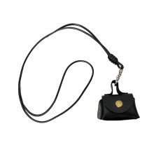 Pochette de collier en cuir robuste Vintage, pour écouteurs-Noir