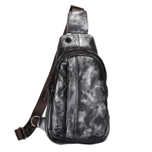 Bolsa transversal de couro para homem, bolsa de peito em couro genuíno com alça de ombro ajustável, estrutura multifuncional, leve e confortável.