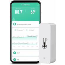 Spraakgestuurde wifi-temperatuur- en vochtigheidssensor, zeer nauwkeurige binnenthermometer/hygrometer voor bewaking op afstand, slimme meldingen,