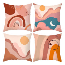 Sunrise Pillow Covers, Stylish Home Decor With Soft Flannel Fabric And Invisible Zipper Closure For Couch Sofa Bed (Set Of 4)