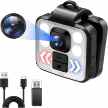 Utendørs sikkerhetskamera med klips, vanntett og komfortabelt å bruke - 1080P videoopptaker med lommelykt og justerbar LED-lys