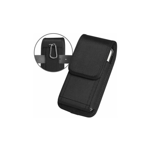 Estojo vertical para celular para smartphones de 4,5 a 6,5 polegadas, nylon resistente com clipe de cinto e mosquetão removível, estojo universal
