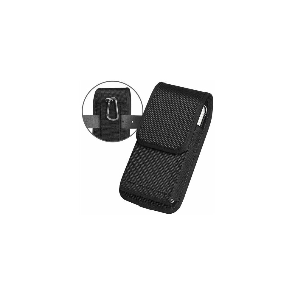 Rugged Nylon Cell Phone Holster With Detachable Carabiner, Universal Phone Holster For 4.5-6.5 Inches Smartphones, Vertical Cell Phone Holsters With 9358999319919