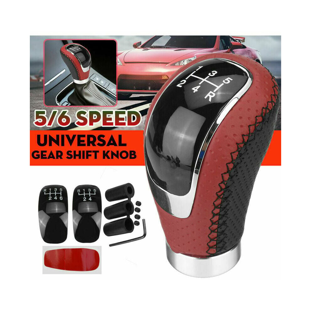 Weighted Manual Gear Lever Knob, Leather Material Shifter Stick Handle For Most Vehicles, Ergonomically Designed ( And Black) Red/Black 9340959536047