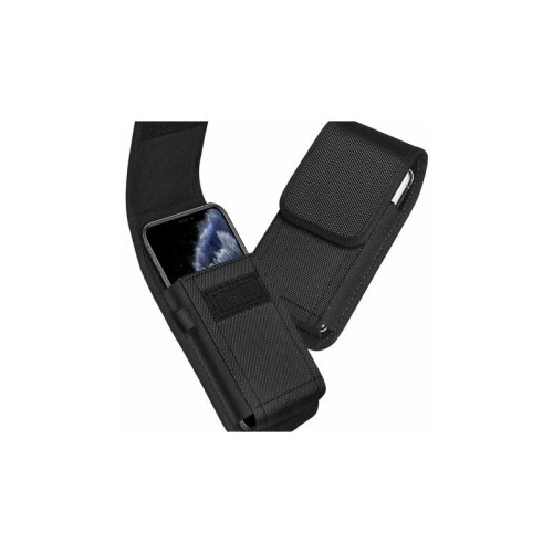 Estojo vertical para celular para smartphones de 4,5 a 6,5 polegadas, nylon resistente com clipe de cinto e mosquetão removível, estojo universal 1