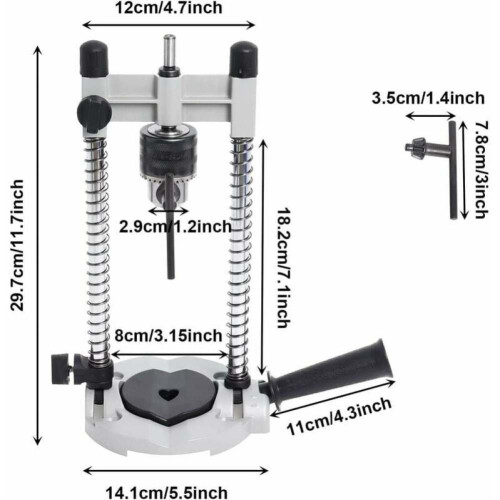 Support de perçage à angle réglable pour perceuses électriques, guide de perçage portable avec systèmes de stabilisation à rainures et 2