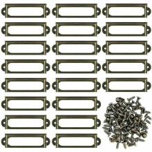 Vintage Style Metal Library Label Holders, Card Tag Label Holder with Easy to Install Screws, Antique Bronze for Wide Application Range, Rust