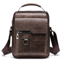 Stilfuld og tidløs messengertaske, vintage PU-lædertaske til mænd og kvinder, kompakt crossbody-taske med justerbar rem,