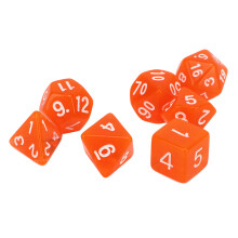 7PCS Mini Acrylic Polyhedral Dice Set in Transparent Orange for RPG