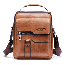 PU-læder skuldertaske til mænd, vandtæt vintage lædertaske med ridsefasthed og multifunktionel opbevaring, justerbar rem crossbody slynge
