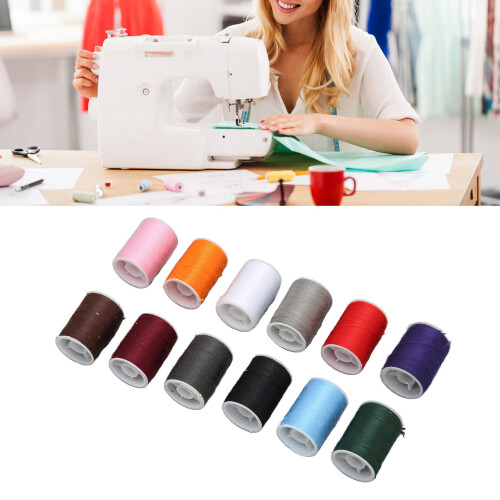 12 Pcs Colorful Polyester Sewing Thread for Household Hand Sewing
