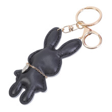 Fashionable Rabbit Shaped Keyring Artificial Leather-Black