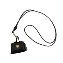 Elegant Retro Sturdy Leather Necklace Bag for Easy-Black
