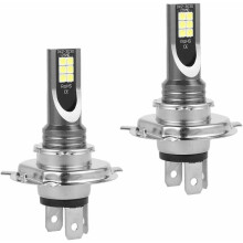 Faróis de neblina LED branco frio para uso automotivo, plug and play, 50W 14000LM, lâmpadas LED H4 6000K CSP com adaptador destacável, faróis de
