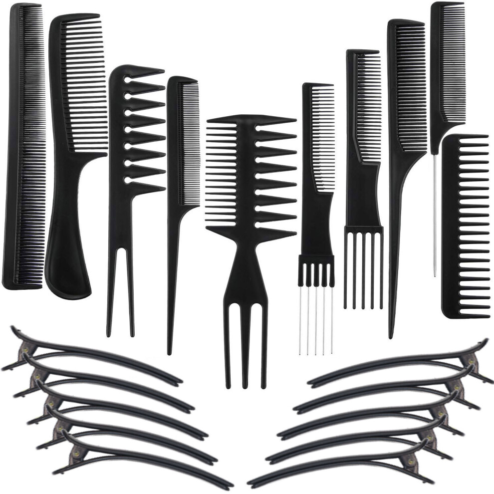 Unisex Professional Styling Comb Set, Anti-Static Plastic Tools For Effortless Grooming, Perfect Wide Tooth Comb And Fine Tooth Comb For Salon And Home Use